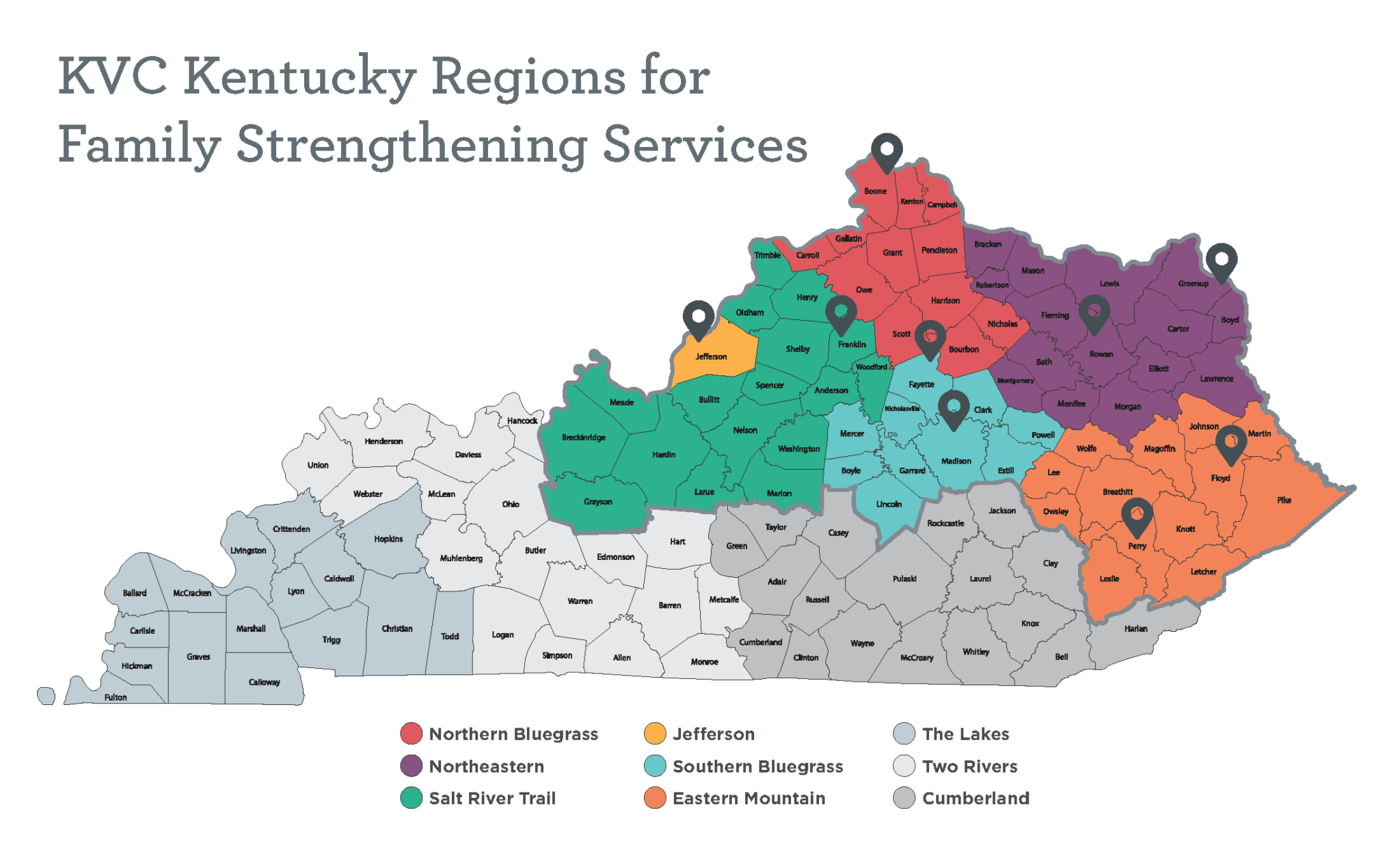 KY Map with Counties - KVC Kentucky