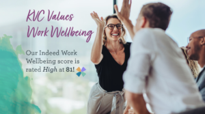 KVC Kentucky is a great place to work. Learn about our high 81 Work Wellbeing score on Indeed and our great culture for children's mental health, child welfare, and social work jobs.